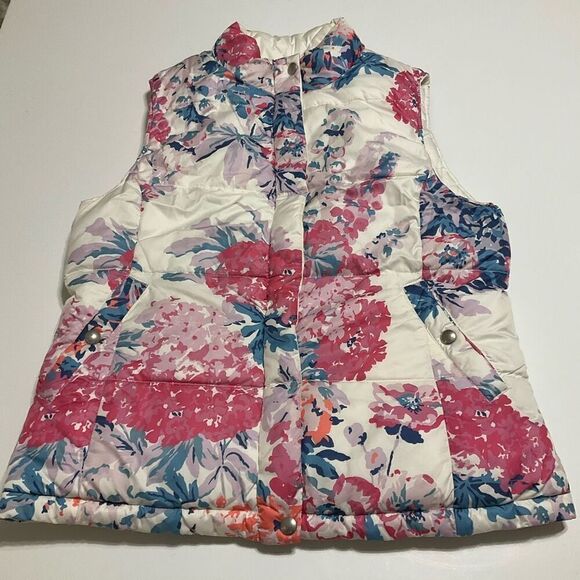 Joulet Reversible Floral/Cream Puffer Vest - Picture 4 of 10